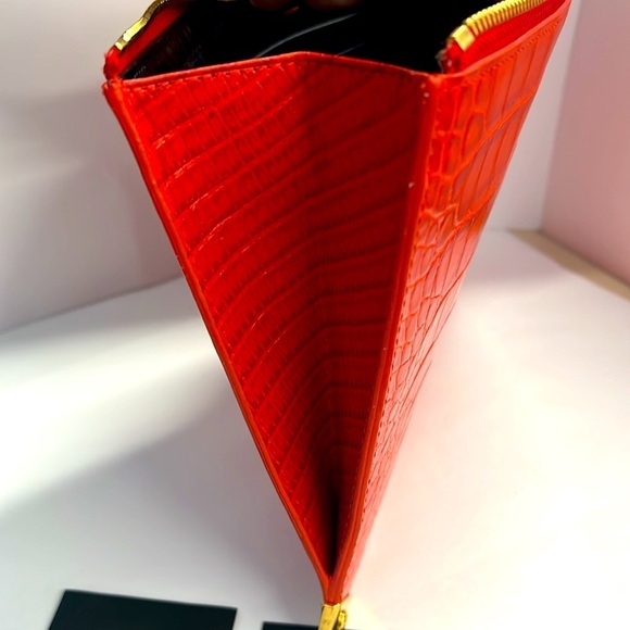 Alexander Wang Prisma Red Croc Embossed Leather Zip Clutch Bag - New - Picture 6 of 7